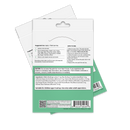 A product packaging for a wellness patch, featuring instructions for use, ingredient list, and safety warnings, with a green background and clear text detailing application and precautions.