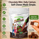 BariatricPal Chocolate Mint Calcium Citrate Soft Chews with 500 mg calcium, vitamin D, and probiotics. Sugar-free with 90 individually wrapped soft chews.