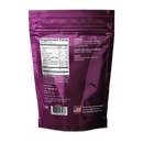The back of a metallic purple stand-up pouch package, showing the Supplement Facts label, directions for BariatricPal Calcium Citrate Chews. 