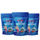 Three packages of Bariatric Pal Blue Raspberry calcium citrate soft chews are displayed, featuring a blue background and illustrations of a man and woman holding the product.