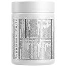 A white supplement container displays detailed nutritional information and ingredient list, highlighting various vitamins, minerals, and other components for dietary use.