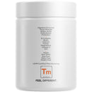 A white container labeled with various health supplement ingredients, including digestive enzymes, vitamins, and minerals, featuring certifications for vegan, non-GMO, and gluten-free standards.