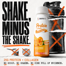 BariatricPal Tropical Orange Protein + Collagen Power Shot with 25 grams of protein in a 3-fluid-ounce bottle.