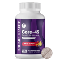 ProCare Health Once Daily Core-45 Chewable Bariatric Multivitamin with 45mg Iron, Fruit Punch Flavor, 30 Tablets