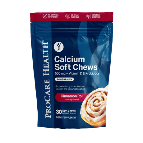 ProCare Health Masticable Blando de Calcio 500mg - Rollo de Canela - 30 unidades
