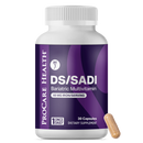 A white bottle labeled "ProCare Health DS/SADI Bariatric Multivitamin" contains 30 capsules, with one capsule placed beside it, emphasizing its dietary supplement purpose for bariatric patients.