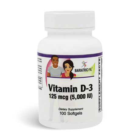 Vitamin D-3 125mcg (5000 IU) - Easy Swallow Vegetarian Softgels by BariatricPal - High-quality Vitamin D 