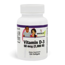 A white plastic bottle of BariatricPal Vitamin D-3 dietary supplement, 50 mcg (2,000 IU), containing 100 softgels. 