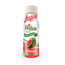 A bottle of Inspire Protein Shots featuring a watermelon flavor, labeled with "30g Protein + Collagen," set against a plain background to highlight its nutritional benefits.