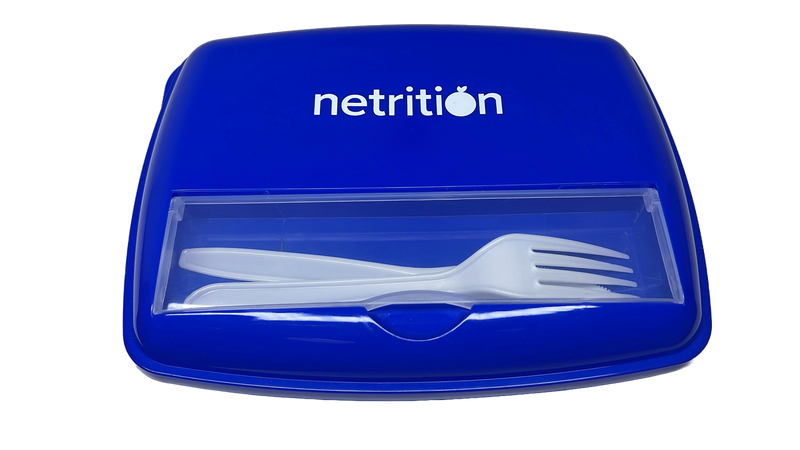 3-Compartment Microwavable Bento Box with Spoon and Fork Set by Netrition