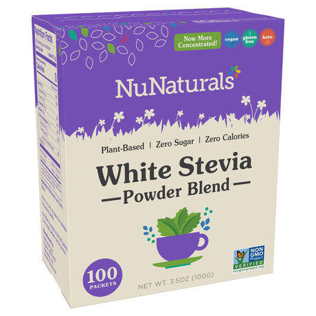 NuNaturals Stevia Blanca en Polvo Paquetes de Mezcla