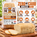 ThinSlim Foods Plain Zero Net Carb Bread with 14 grams of protein and 14 grams of fiber per two slices. 45 calories per slice.