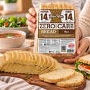 ThinSlim Foods Rye Zero Net Carb Bread with 14 grams of protein and 14 grams of fiber per two slices. 45 calories per slice.