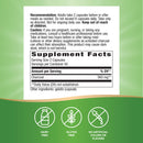 A supplement facts label displays dosage instructions for charcoal capsules, including serving size, amount per serving, and notes on dietary restrictions like dairy and gluten-free.