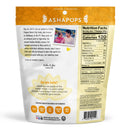 A colorful package of Ashapops popped water lily seeds features a heartfelt message from a mother and son, along with nutrition facts and a note about their cultural significance in Ayurveda.