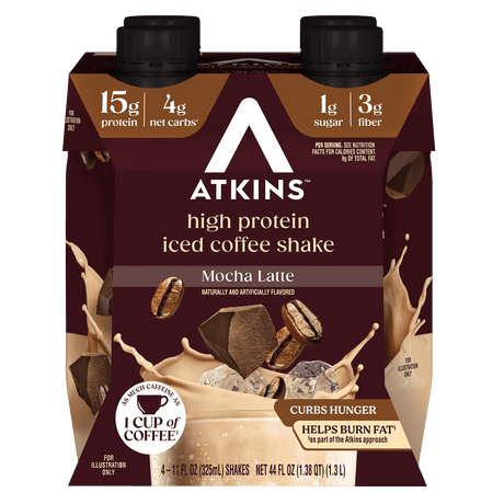 Atkins Nutritionals Iced Coffee Ready-to-Drink Protein Shakes - Mocha Latte, 11 oz / 4 pack