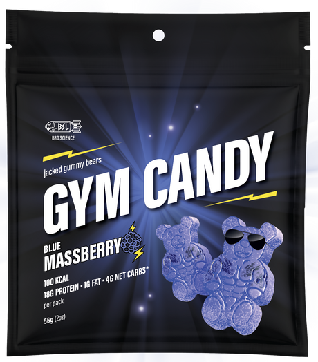 Gain Gummies Gym Candy - Oursons Gélifiés Protéinés, 57g - Massberry bleu
