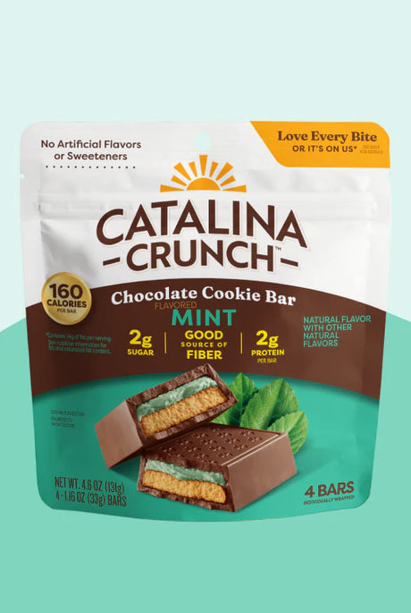 Catalina Crunch Barre Biscuitée Chocolat Noir, 4,6 oz (4 barres) - Menthe