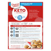 A colorful box of Duncan Hines Keto Friendly Chocolate Chip Cookie Mix displays baking instructions and ingredients, featuring a photo of mini cookie sandwiches on a plate.