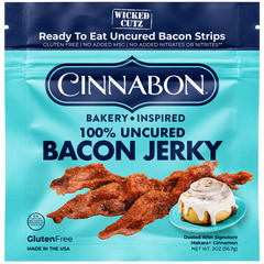 Cinnabon Ready-To-Eat 100% Uncured Bacon Jerky by Wicked Cutz