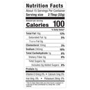 A nutrition facts label displays serving size, calories, and nutrient information, including total fat, sodium, and protein content, for a food product with about 15 servings per container.