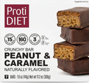 Barritas de proteínas Proti Diet, crujientes de mantequilla de cacahuete y caramelo, 7 barritas