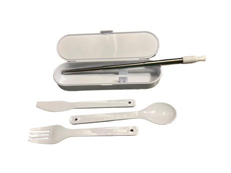 Reusable Cutlery Set and Expandable Steel Straw with Bamboo Case by Netrition