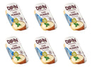Six containers of DIP IN Classic Hummus are arranged in a grid, each featuring a wooden bowl of hummus topped with a sprig of parsley and a label highlighting its natural ingredients.