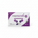 A purple and silver packet of PreProtein hydrolyzed liquid collagen dietary supplement, featuring nutritional information and a grape flavor indication, designed for convenient single-dose use.