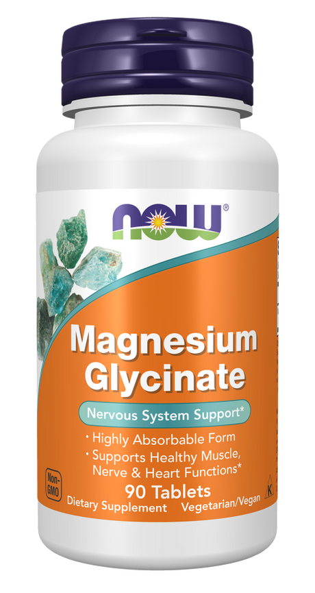 NOW Glycinate de magnésium Comprimés, 90 Comprimés