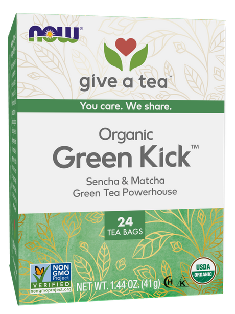 NOW Green Kick, Sencha and Matcha Green Tea Bags 24 tea bags