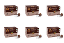 Six boxes of Hazelnut flavored coffee, each containing 12 single-serve cups, are displayed against a plain background, highlighting the product's branding and organic certification.