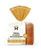 A clear plastic package holds eight Hero Classic Hot Dog Buns, labeled with nutritional information including 11g of protein and made with olive oil, set against a white background.