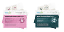 Two product packages for libido support patches are displayed side by side; the left is pink labeled "Awaken Her Female Libido Patch" and the right is dark green labeled "Ignite Him Male Libido Patch."