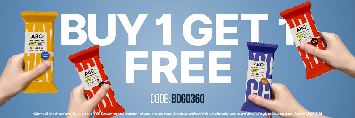 Buy 1 Get 1 Free ABC Bars - Code BOGO360 Banner