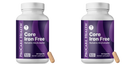Two bottles of Procare Health Core Iron Free bariatric multivitamin are displayed side by side, each featuring a purple label and one capsule placed next to them, indicating a dietary supplement for daily use.