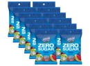 A collection of ten blue packages of Jolly Rancher Zero Sugar hard candy, each featuring images of fruit flavors like watermelon and green apple, labeled with "ZERO SUGAR" prominently displayed.