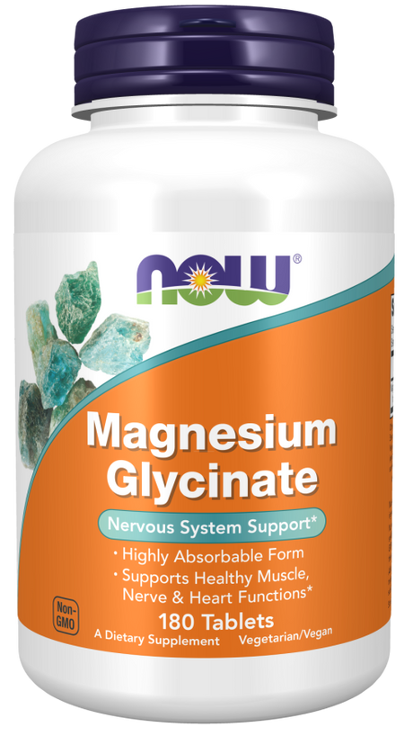 NOW Glicinato de Magnesio, 180 Comprimidos