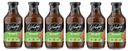 Six bottles of G. Hughes Zero Sugar Mesquite Flavored BBQ Sauce are lined up, each featuring a black label with green accents and a picture of grilled meat, highlighting its gluten and dairy-free attributes.