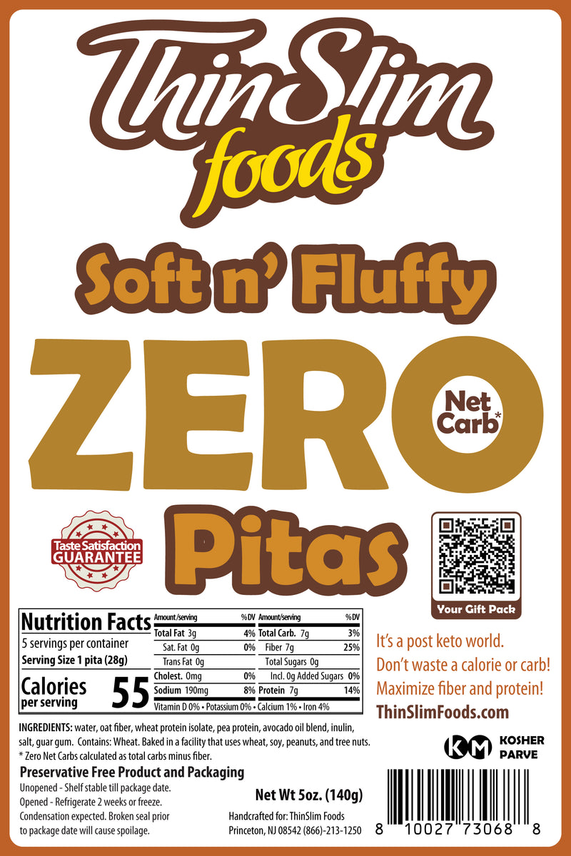 ThinSlim Foods Soft n' Fluffy ZERO Net Carb Pita 5 oz