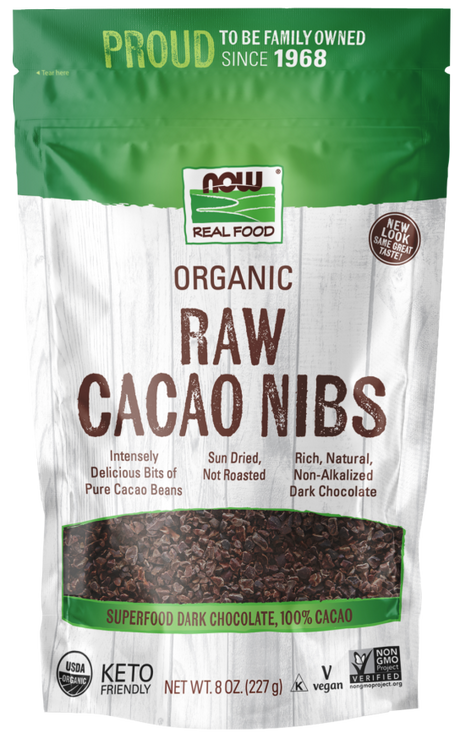 NOW Éclats de cacao, biologiques et crus 227 g