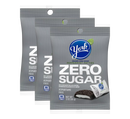 Two packages of York Zero Sugar Peppermint Patties are displayed, featuring a silver background with bold text highlighting "ZERO SUGAR" and the brand logo, emphasizing their aspartame-free and low-calorie attributes.