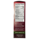 A nutrition facts label on a protein bar box lists serving size, calories, and various nutrients, highlighting ingredients and allergy information, with a note that it is gluten and maltitol free.