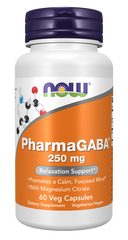 NOW PharmaGABA 250 mg, 60 Veg Capsules