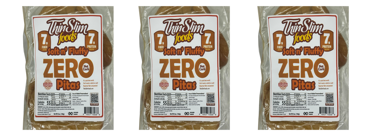 ThinSlim Foods Soft n' Fluffy ZERO Net Carb Pita 5 oz by ThinSlim