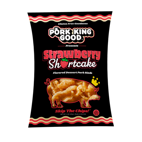 Pork King Good Flavored Dessert Pork Rinds, 3 oz - Strawberry Shortcake