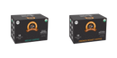 Two boxes of Alex's Low Acid Organic Coffee are displayed side by side, featuring Decaf Coffee and French Roast Coffee, each containing 12 single-serve cups and labeled with organic certifications.