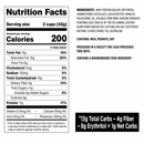 A nutrition facts label displays detailed information about a food product, including serving size, calories, and nutrient content, with specific ingredients and allergen warnings highlighted.