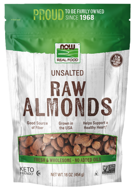 NOW Amandes, non salées, 454 g