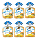Six packages of Old Tyme 647 sandwich rolls are displayed, each featuring a blue and yellow design, highlighting 33% fewer calories and 9 grams of fiber per serving.